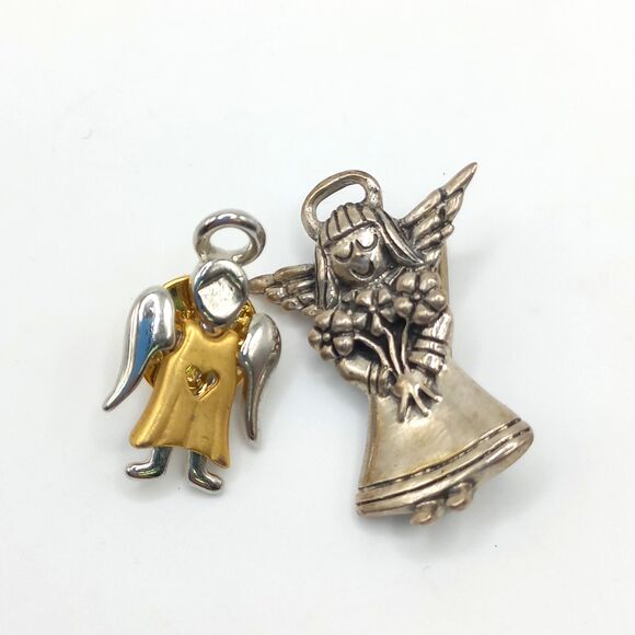 10PC Vintage Christmas Brooches Jewelry Sterling Silver Angel Trees Snowman - Picture 7 of 9